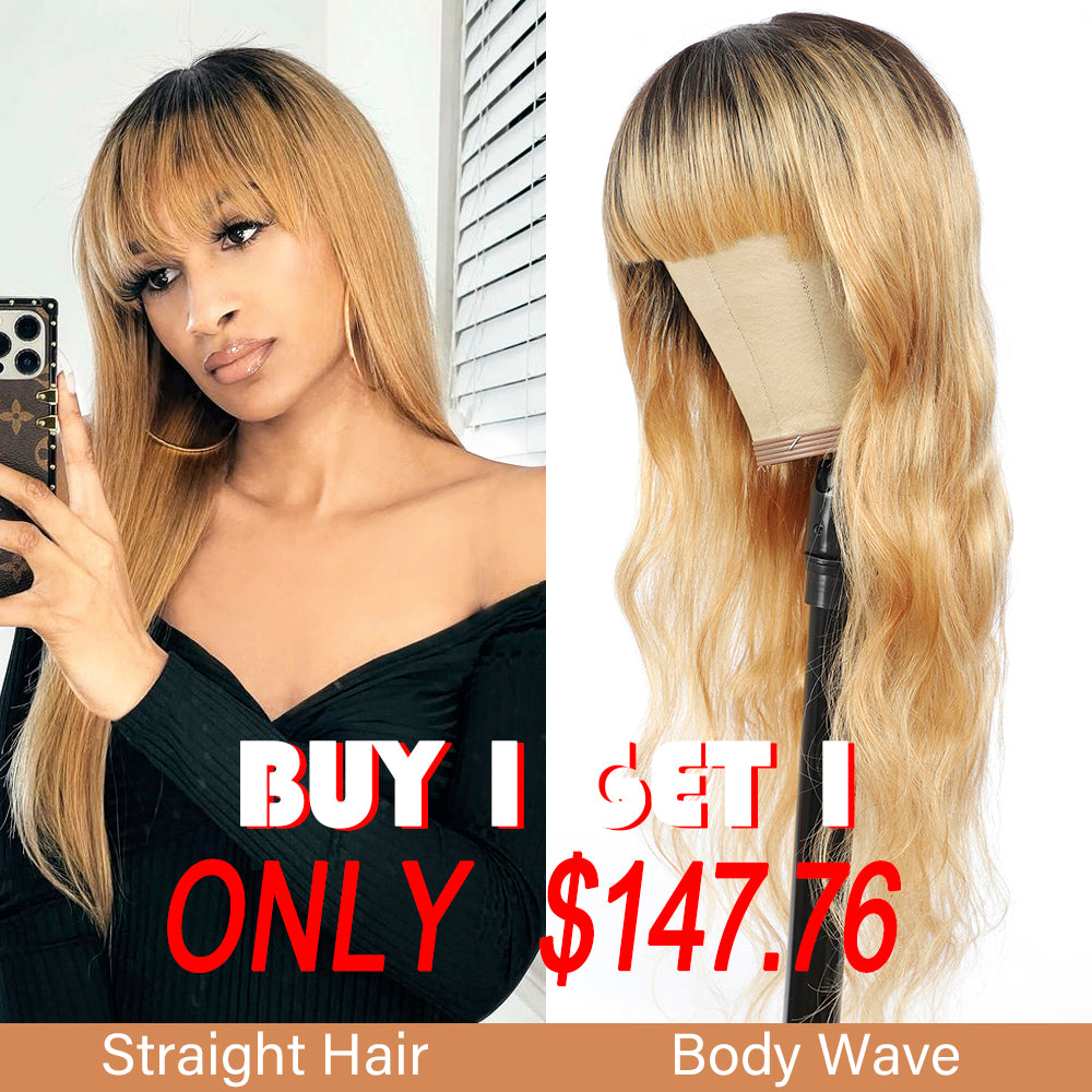 Buy 1 Get 1 Free Straight Bang Wigs  And Body Wave Bang Wig Bulk Sale With Gifts(16"-28")