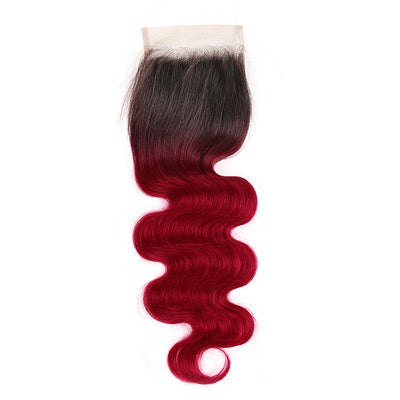 Ombre BURG Body Wave Human Hair 4×4 Free/Middle Part Lace Closure(8''-20'') (4448560218182)