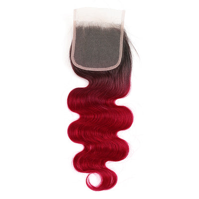 Ombre BURG Body Wave Human Hair 4×4 Free/Middle Part Lace Closure(8''-20'') (4448560218182)