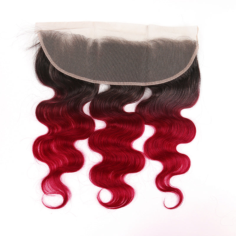 Ombre BURG Body Wave Human Hair 4×13 Free/Middle Part Lace Frontal(8''-20'') (4448565166150)