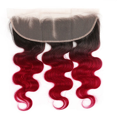 Ombre BURG Body Wave Human Hair 4×13 Free/Middle Part Lace Frontal(8''-20'') (4448565166150)