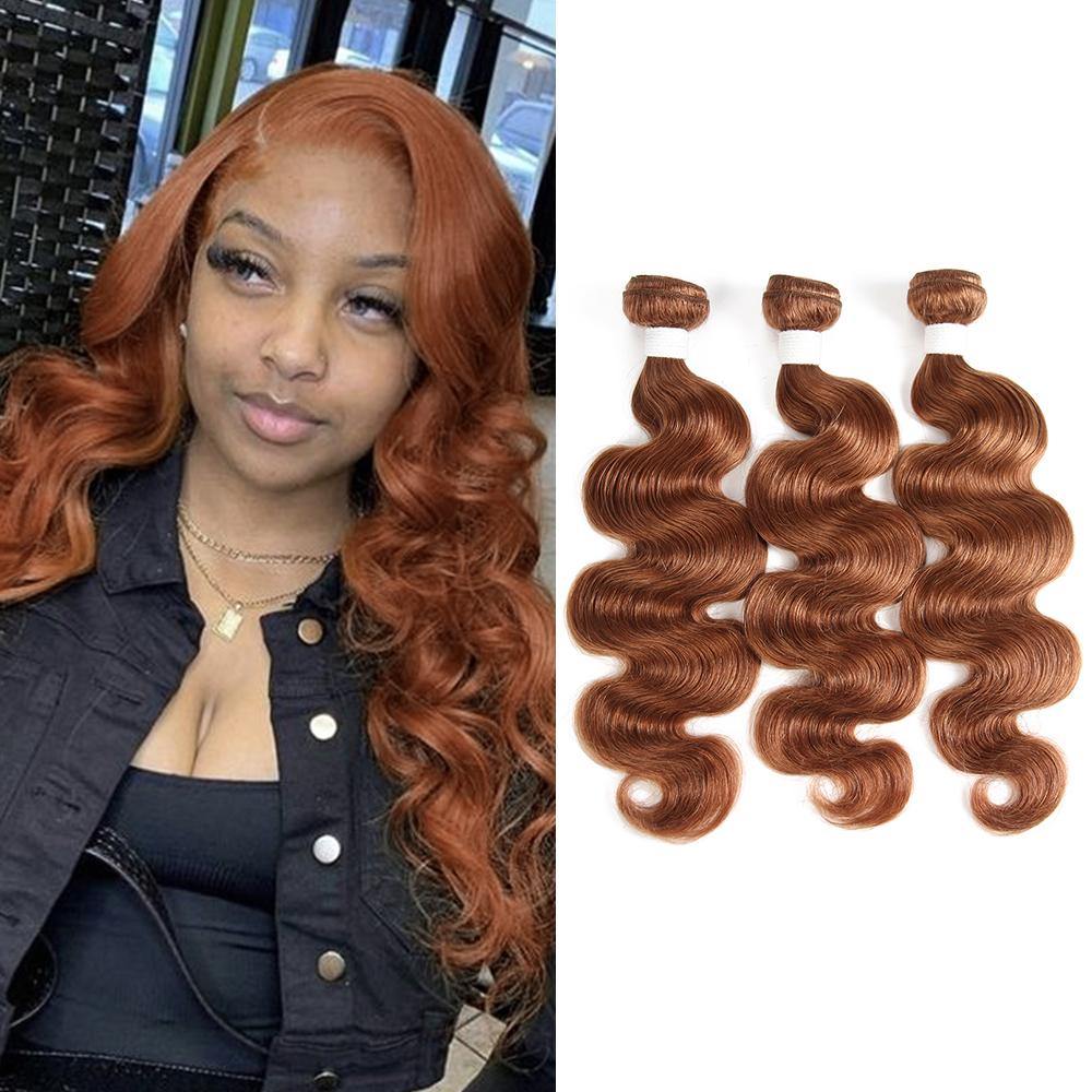 Kemy Hair Colored 100% Brown Human Hair Weave BODY Three Hair Bundles 8-26 inch (30) - Kemy Hair