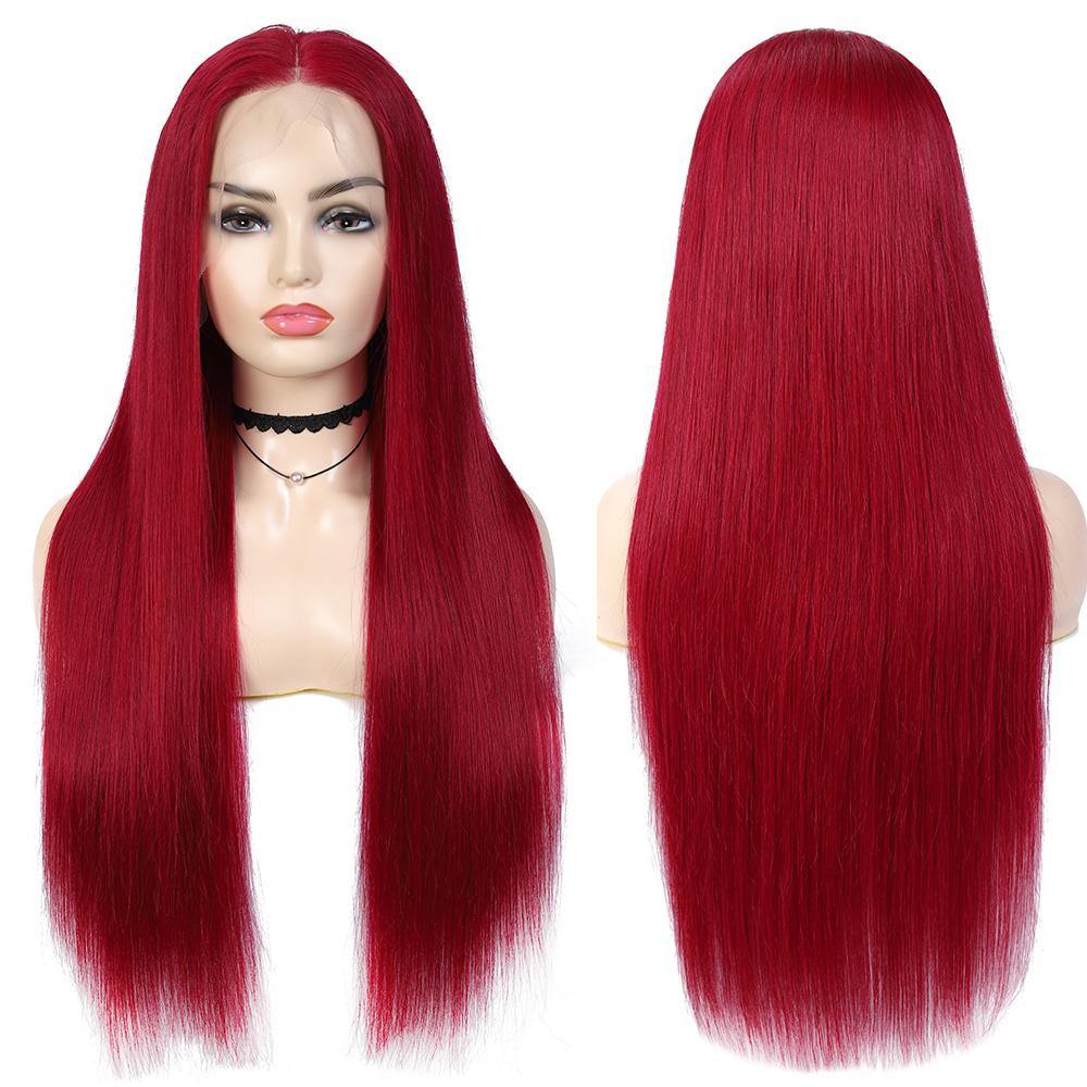 Kemy Hair Custom Burgundy Red Human Hair 13X4 Lace Front wigs 8''-28'' (BURG) - Kemy Hair