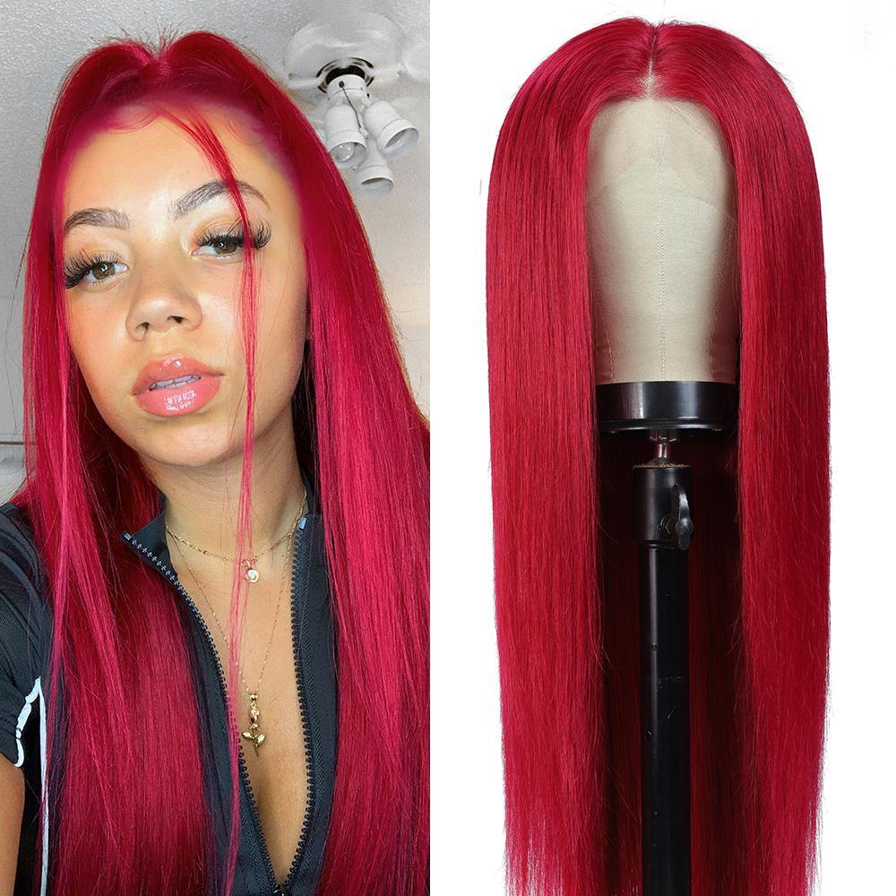Kemy Hair Burgundy Red Human Hair Lace Front wigs