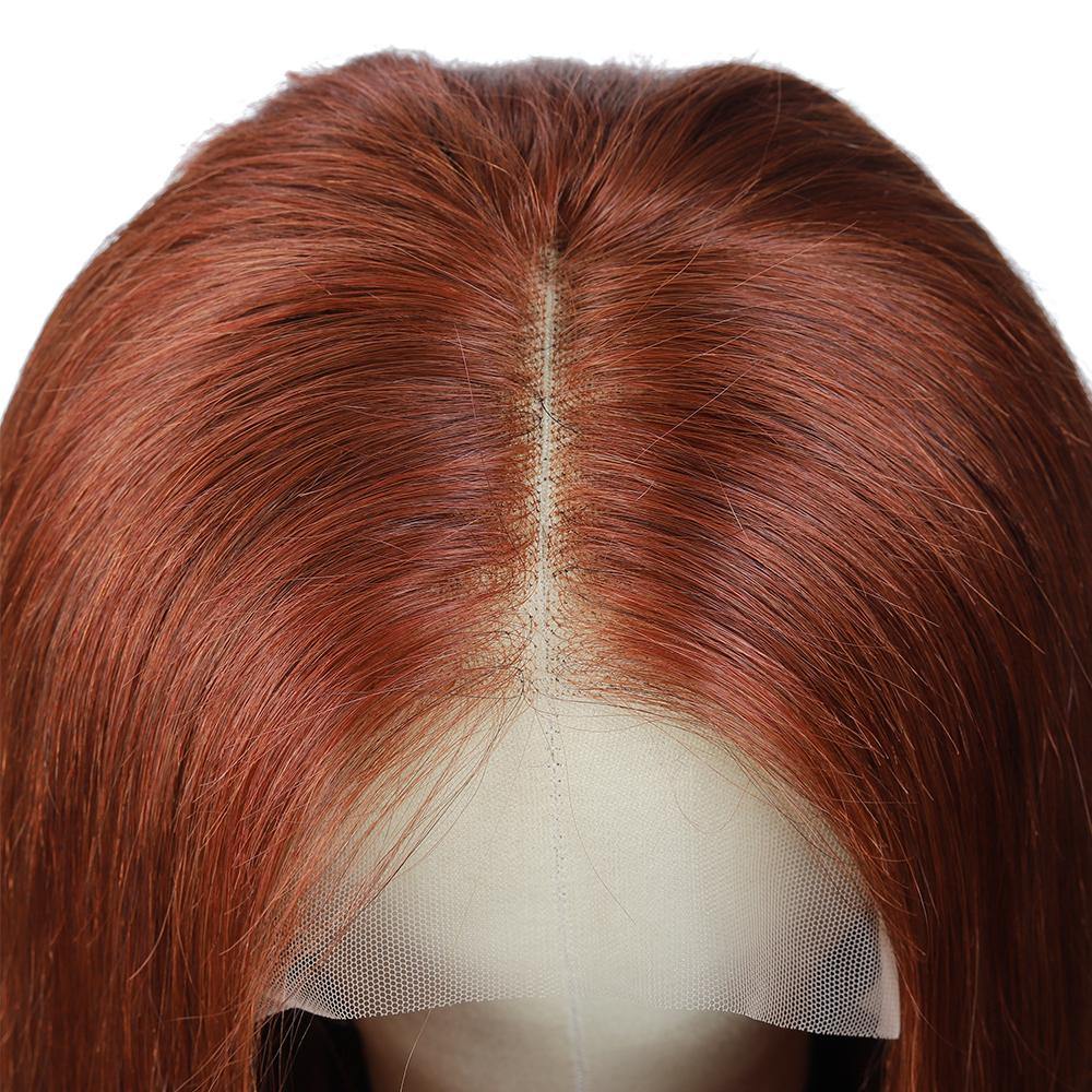 Custom Cooper Red Human Hair 13X4 Lace Front wigs 8''-28'' (33) - Kemy Hair