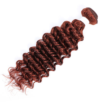 Kemy Hair Auburn Cooper Red Deep Wave One Human Hair Bundle