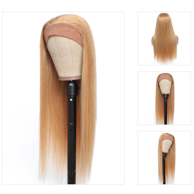 Straight Human Hair Headband Wig Honey Blonde (16''-26'')(27#)