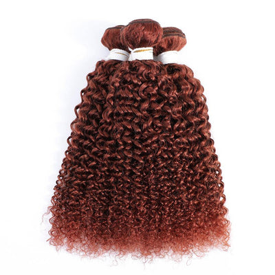 Kemy Hair Auburn Red 3 Human Hair Bundles Kinky Curly (33#) - Kemy Hair