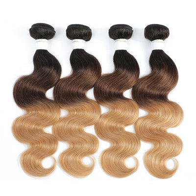 Ombre Color 1B/4/27 Body Wave Remy Human Hair Weave Bundles 4PCS