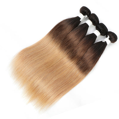 Straight Ombre 1B/4/27 Non-Remy Four Human Hair Bundles 10''-26''