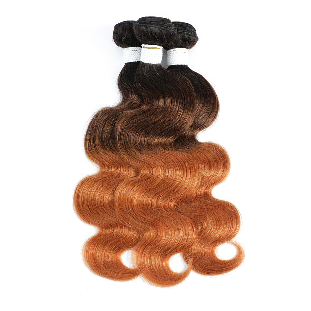 Ombre Brown 1B/4/30 Body Wave Remy Human Hair Three Bundles