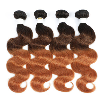 Ombre 1B/4/30 Body Wave Remy 4 PCS Human Hair Bundles