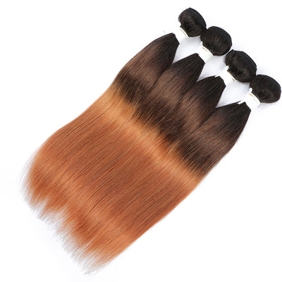 Straight Ombre Brown T1B/4/30 Remy Human Hair Weave Bundles 4 Bundle Deals