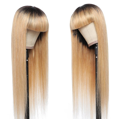 Flash Sale | $79 Get Ombre Honey Blonde Straight Wig With Bangs