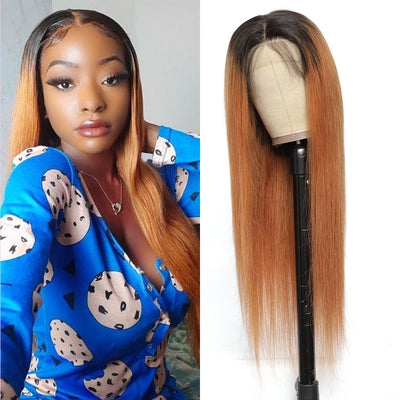 Kemy Hair Custom Ombre 30 Human Hair 4x4 Lace Closure wigs 16''-26''（T1B/30）