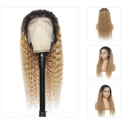 Kemy Hair Custom Ombre Honey Blonde Deep Wave Human Hair 13x4 Lace Frontal Wigs