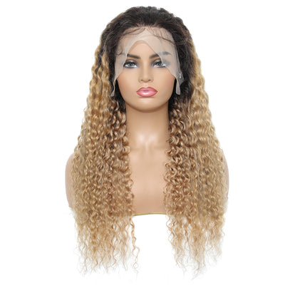 Kemy Hair Custom Ombre Honey Blonde Deep Wave Human Hair 13x4 Lace Frontal Wigs