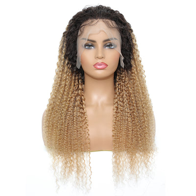 Kemy Hair Ombre Honey Blonde 13x4 Kinky Curly Human Hair Lace Frontal Wigs