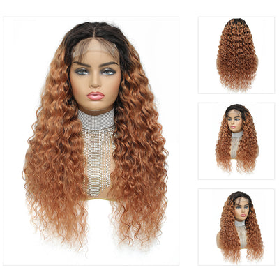 Kemy Hair Custom Ombre 30 Deep Wave Human Hair 4x4 Lace Closure wigs  14''-24''（T1B/30）