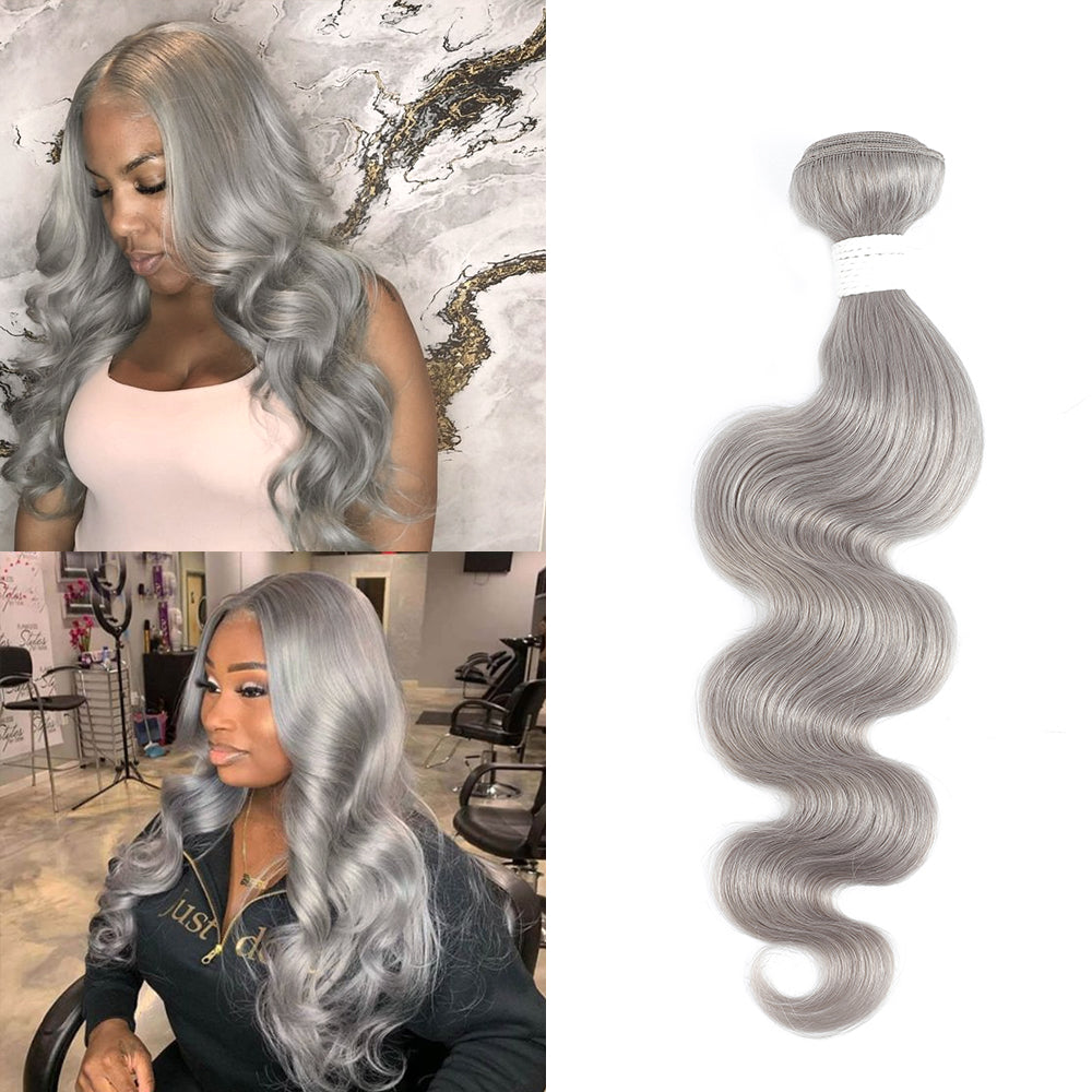 Grey Body Wave Silver Gray Remy 100% Human Hair Bundle