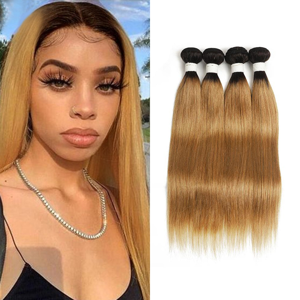 Kemy Hair Ombre Honey Blonde Straight Four Human Hair Bundles