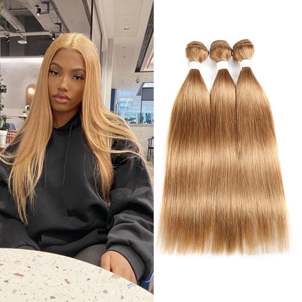 Kemy Hair Honey Blonde Brazilian Straight Three Human Hair Bundles Weave